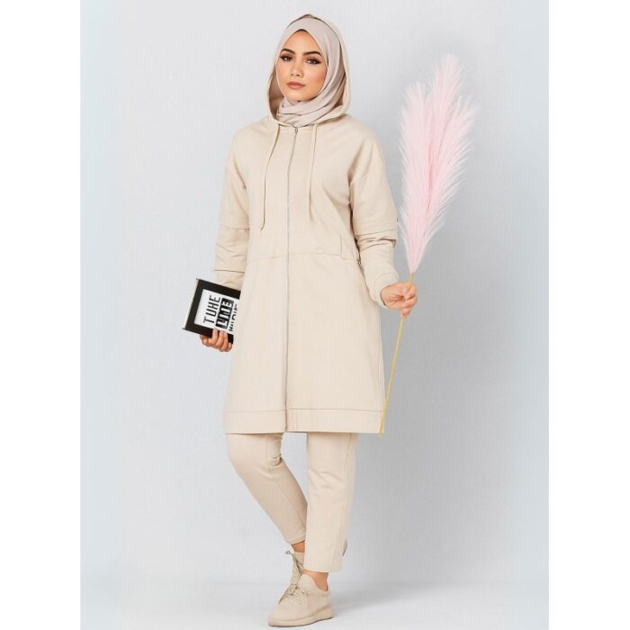 ⁦طقم صيفي للصبايا جاكيت وبنطلون لون بيج⁩ - الصورة ⁦4⁩