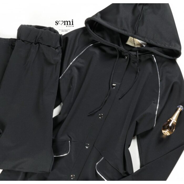 ⁦طقم صيفي للصبايا جاكيت وبنطلون لون أسود⁩ - الصورة ⁦2⁩