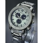 ساعة معدنية للرجال لون فضي أرضية بيضاء ماركة Haimow