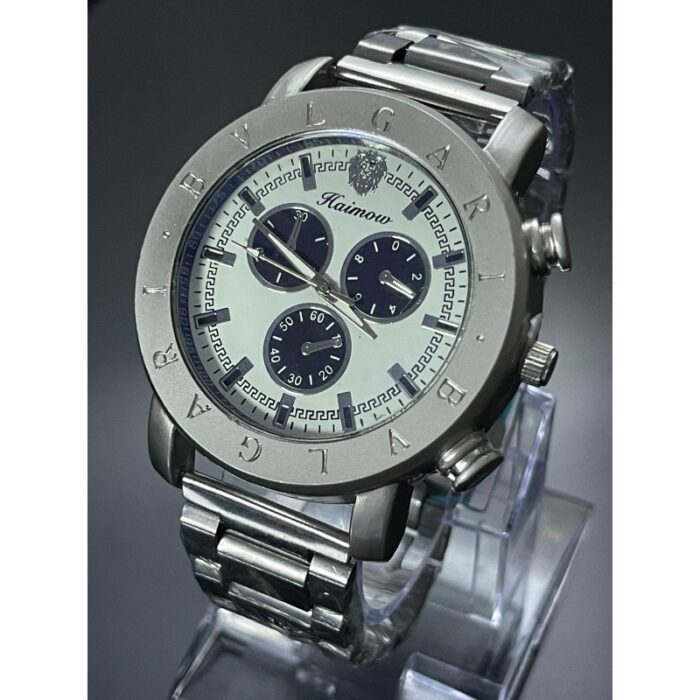 103384585_685ec7418b5fe ساعة معدنية للرجال لون فضي أرضية بيضاء ماركة Haimow - الصورة 1