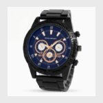 ⁦ساعة معدنية للرجال لون أسود أرضية زرقاء ماركة awin sport⁩ - الصورة ⁦2⁩