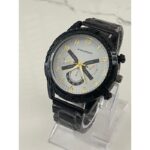 ساعة معدنية للرجال لون أسود أرضية بيضاء ماركة awin sport