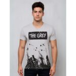 بلوزة شبابية تي شيرت لون سكني نقش أسود