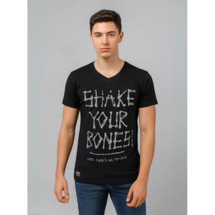 بلوزة شبابية تي شيرت لون أسود