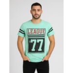 بلوزة شبابية تي شيرت لون أخضر فيروزي