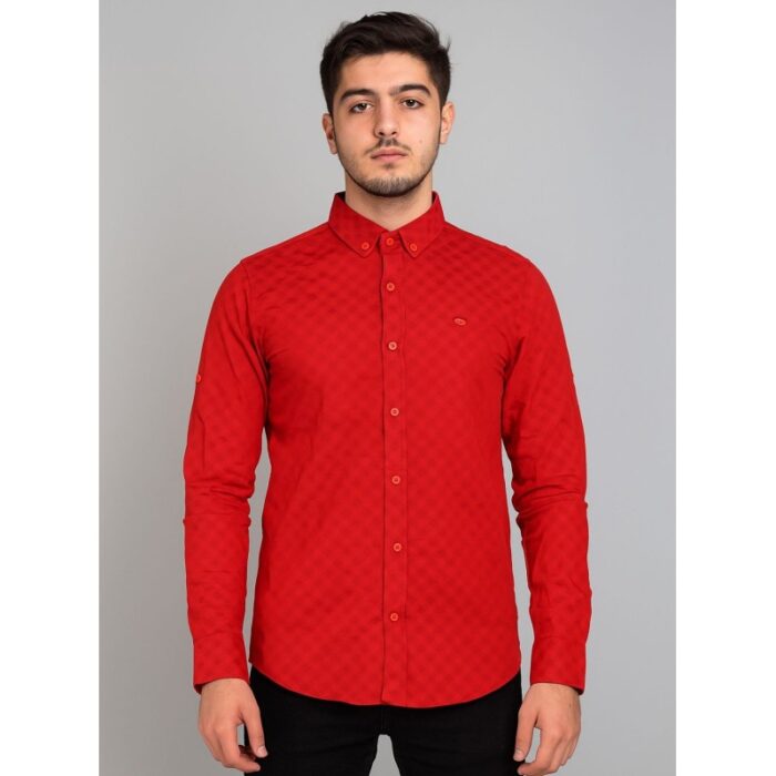 103384735_685ec84e076c1 قميص رجالي لون أحمر مع أزرار - الصورة 1
