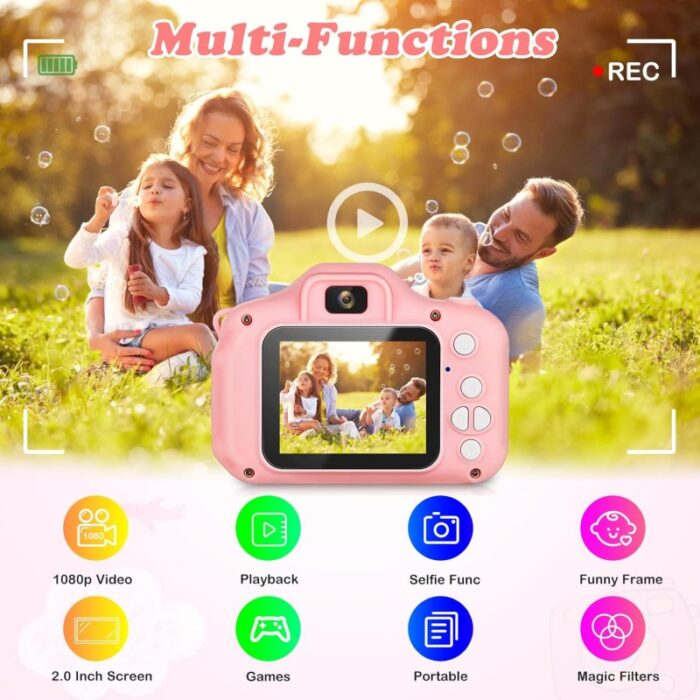 ⁦children's digital camera Pink-كاميرا أطفال الكترونية لون زهر⁩ - الصورة ⁦2⁩