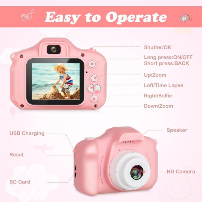 ⁦children's digital camera Pink-كاميرا أطفال الكترونية لون زهر⁩ - الصورة ⁦3⁩