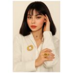 طقم بروش مع خاتم لون ذهبي