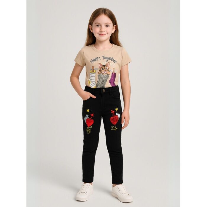 ⁦بنطلون جينز للأطفال لون أسود⁩ - الصورة ⁦2⁩