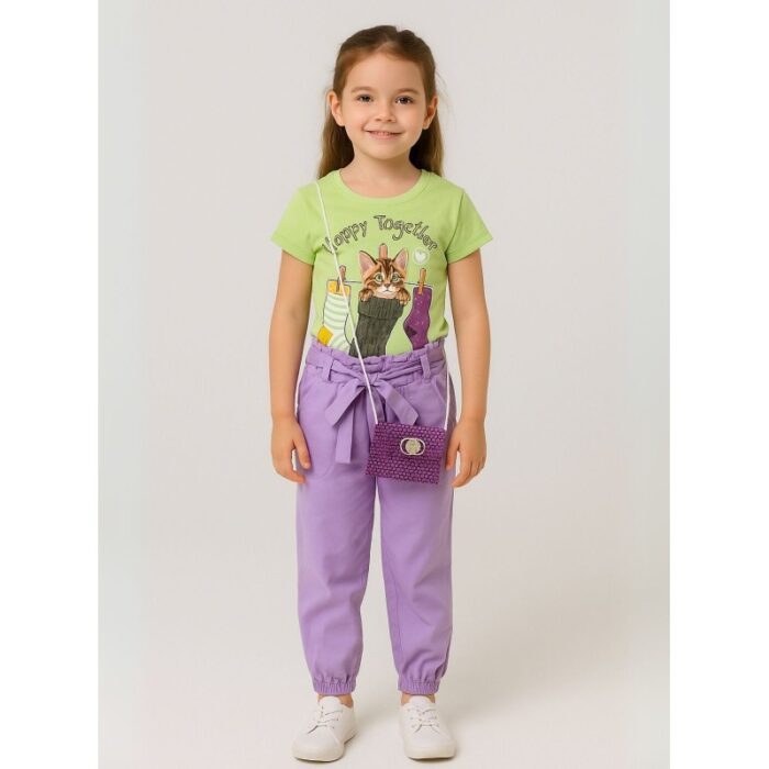 103384939_685ecb61933d6 طقم بنطلون وتيشيرت للأطفال لون أصفر وبنفسجي - الصورة 1