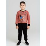 طقم بنطلون وبلوزة للأطفال لون أحمر وأسود