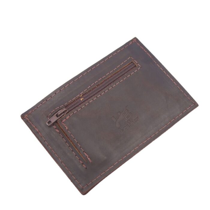 ⁦محفظة جلد رجالية لون بني محروق 8.5 *12.5 سم⁩ - الصورة ⁦3⁩