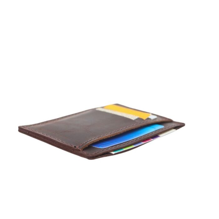 ⁦محفظة جلد رجالية لون بني محروق 8.5 *12.5 سم⁩ - الصورة ⁦4⁩