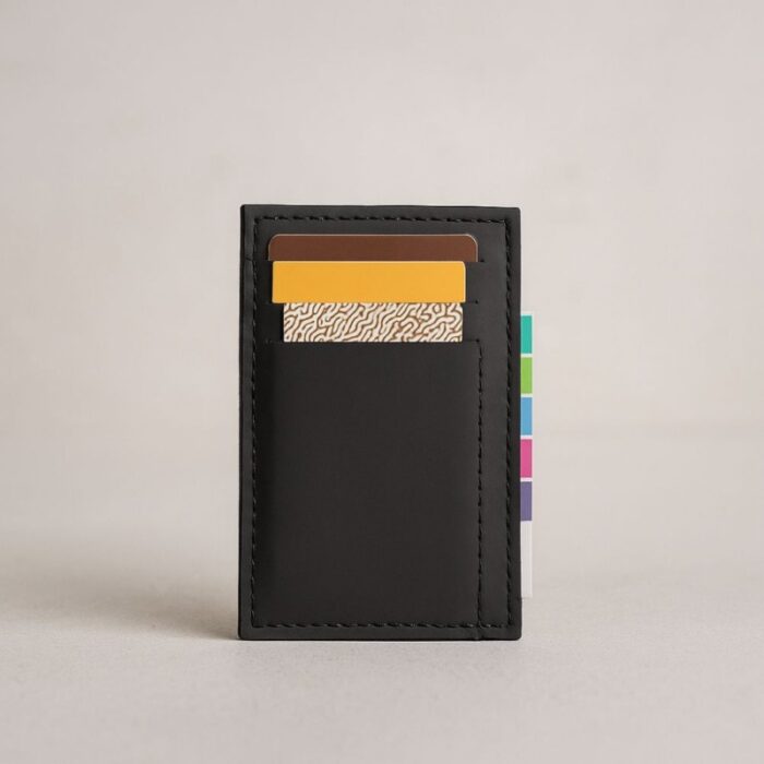 ⁦محفظة جلد رجالية لون أسود 8.5 *12.5 سم⁩ - الصورة ⁦2⁩