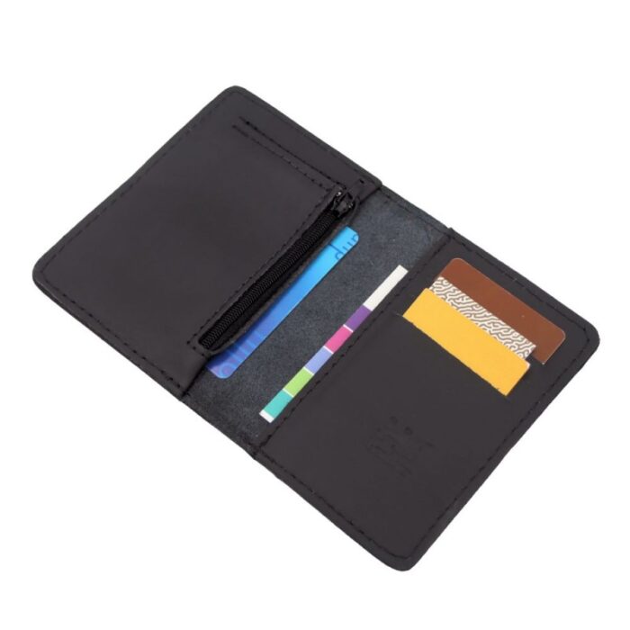 ⁦محفظة جلد رجالية لون أسود 8.5 *12.5 سم⁩ - الصورة ⁦5⁩