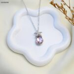 سلسال بتصميم دمعة (اللون: فضي وزهري)