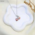 سلسال زركون أحمر لون فضي