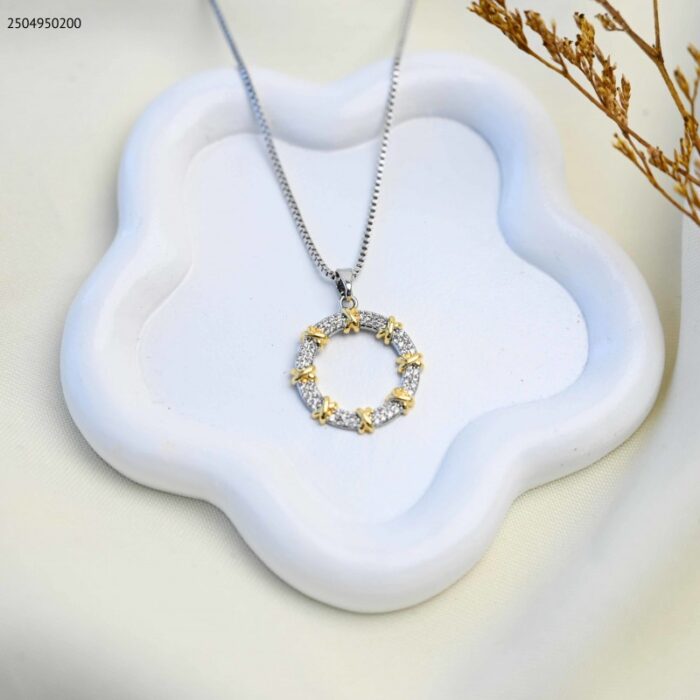 103385079_685eccd049432 سلسال بتصميم حلقة (اللون: فضي و ذهبي) - الصورة 1