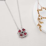 سلسال قلوب متحركة مع زركون (اللون: فضي وأحمر)