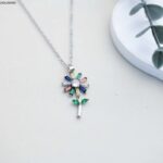 سلسال وردة مع زركون لون فضي