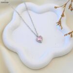 سلسال قلب زركون زهري لون فضي