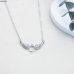 سلسال جناحين مع دبلة وزركون لون فضي