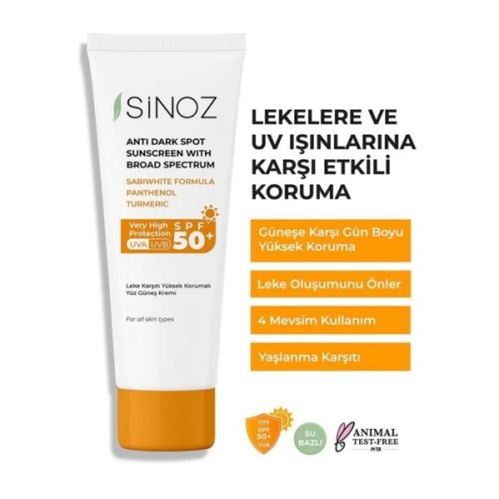 ⁦SINOZ SUNSCREEN SENSITIVE SPF50 50 ml - كريم سينوز المضاد للبقع الداكنة بعامل حماية من الشمس SPF 50 + (50 مل)⁩ - الصورة ⁦4⁩
