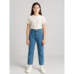 ⁦بنطلون جينز محير بناتي عريض⁩ - الصورة ⁦2⁩