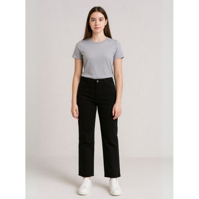 ⁦بنطلون جينز محير بناتي عريض⁩ - الصورة ⁦2⁩