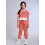 بيجامة بناتي 3 قطع لون زهري