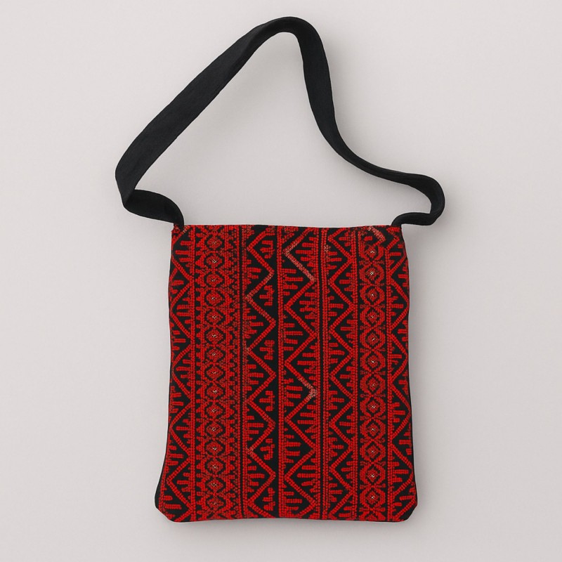 ⁦حقيبة ستاتية صناعة يدوية بتصميم أنيق لون أحمر وأسود⁩ - الصورة ⁦1⁩