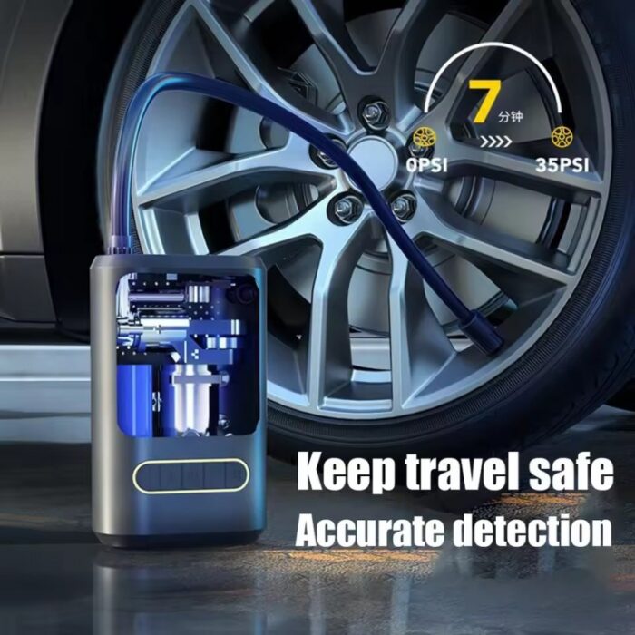 ⁦منفاخ عجلات السيارة والدراجة والكرات محمول وذكي ببطارية قابلة للشحن مع شاشة رقمية - Car Air Pump atj-8466⁩ - الصورة ⁦6⁩
