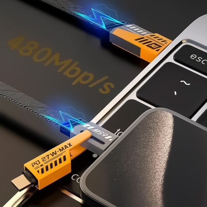 ⁦كابل شحن سريع 65 واط 4 في 1 لكافة أنواع الأجهزة طول 1 متر⁩ - الصورة ⁦3⁩