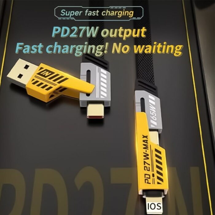 ⁦كابل شحن سريع 65 واط 4 في 1 لكافة أنواع الأجهزة طول 1 متر⁩ - الصورة ⁦7⁩