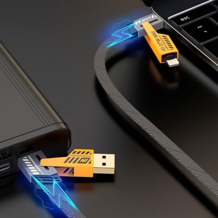 ⁦كابل شحن سريع 65 واط 4 في 1 لكافة أنواع الأجهزة طول 1 متر⁩ - الصورة ⁦15⁩