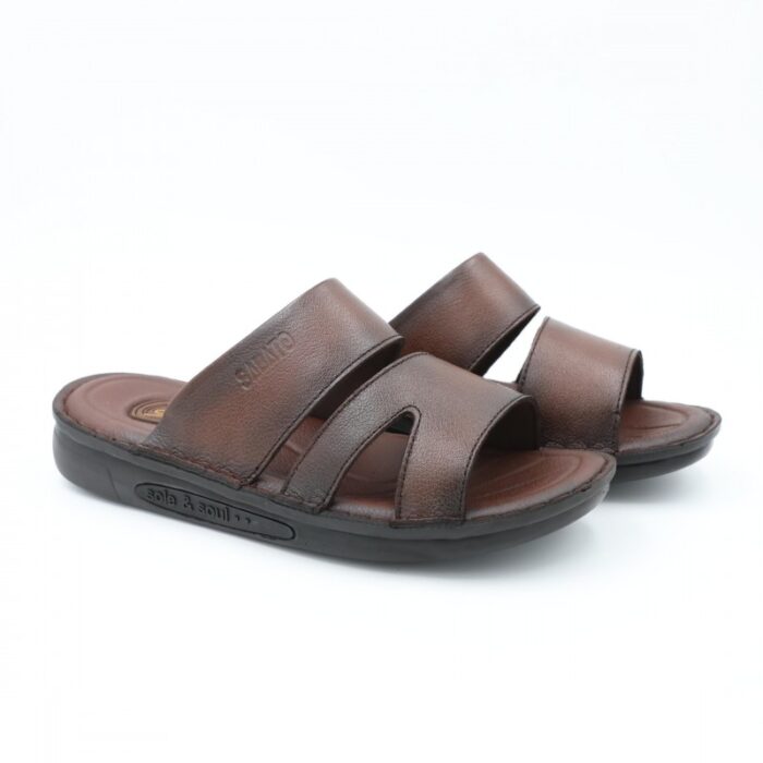 ⁦شبشب جلد طبيعي من SABATO للرجال لون بني محروق⁩ - الصورة ⁦2⁩