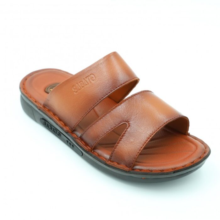 103385370_686069ef4b187 شبشب جلد طبيعي من SABATO للرجال لون عسلي - الصورة 1