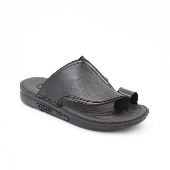 ⁦شبشب جلد طبيعي بتصميم اصبع من SABATO للرجال لون أسود⁩ - الصورة ⁦4⁩