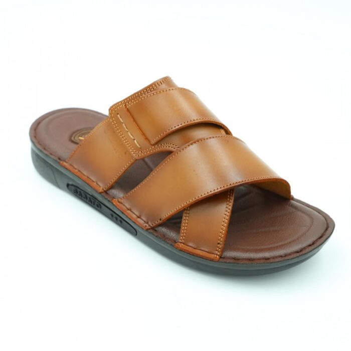 ⁦شبشب جلد طبيعي من SABATO للرجال لون عسلي⁩ - الصورة ⁦6⁩