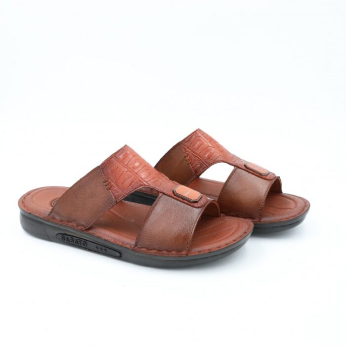 ⁦شبشب جلد طبيعي من SABATO للرجال لون عسلي⁩ - الصورة ⁦2⁩