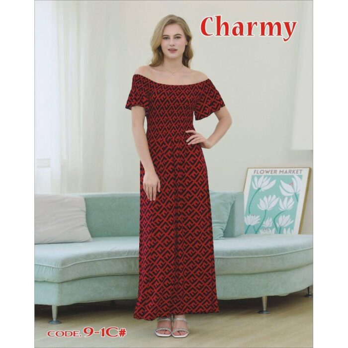 103385406_686062c34ee0e فستان بيتي طويل للنساء لون أحمر - الصورة 1