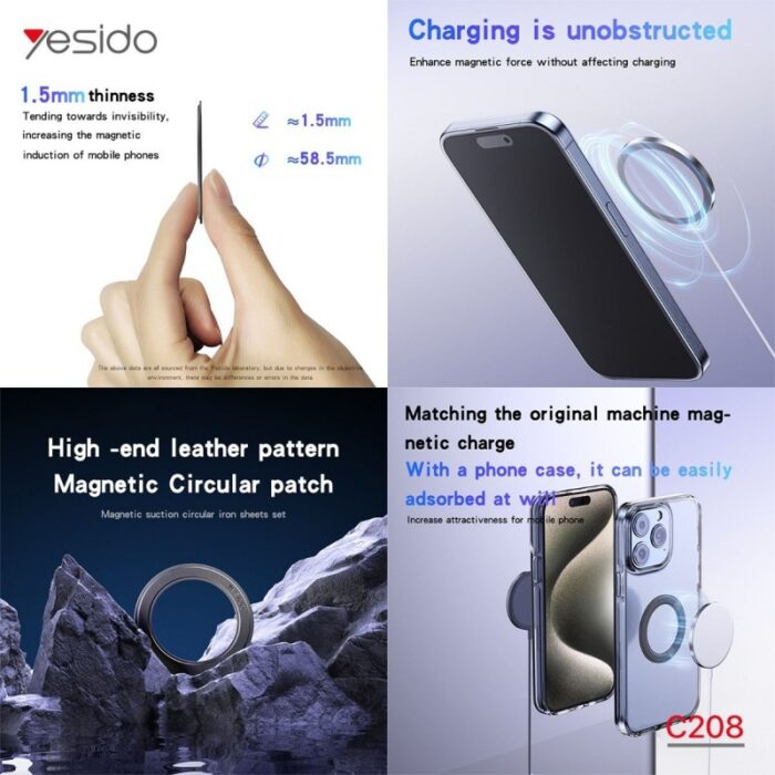 ⁦رينج YESIDO C208 معدني مغناطيسي لحمالة السيارة مع MagSafe⁩ - الصورة ⁦3⁩