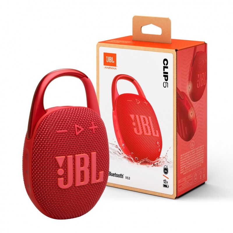 ⁦JBL Clip 5 Ultra-portable waterproof speaker- Red⁩ - الصورة ⁦1⁩
