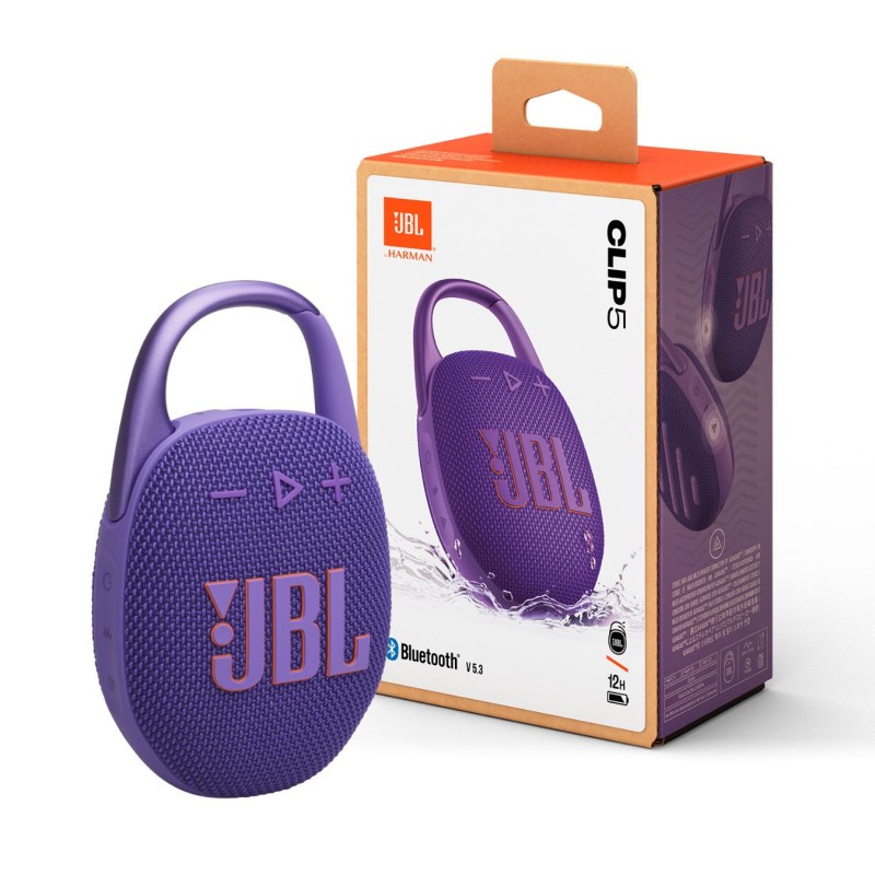 ⁦JBL Clip 5 Ultra-portable waterproof speaker- Purple⁩ - الصورة ⁦1⁩
