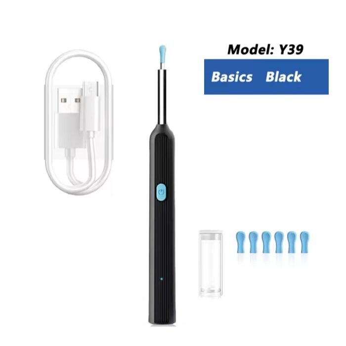 ⁦مزيل شمع الأذن اللاسلكي منظار الأذن مع إضاءة LED ذات كاميرا صغيرة مع عدة رؤوس -يعمل بالشحن ويمكن تنظيفه بالماء⁩ - الصورة ⁦2⁩