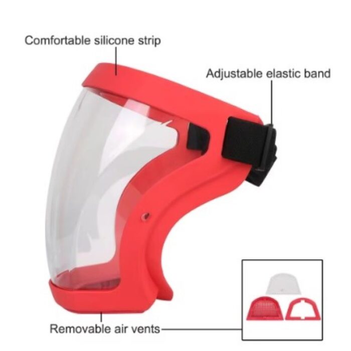 ⁦قناع حماية شفاف كامل للوجه قابل لإعادة الاستخدام مضاد للغبار والضباب للاستخدام في الأعمال اليدوية أو أثناء قص العشب أو في المطبخ مع فلتر⁩ - الصورة ⁦4⁩