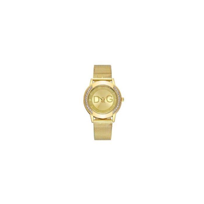 103383953_688513bc120d7 ساعة يد كوارتز أنيقة للصبايا مع سترس لامع - لون ذهبي - ماركة DQG - الصورة 1
