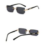 ⁦نظارة شمسية للرجال والنساء - ذات إطار أسود معدني مستطيل بتصميم عصري وأنيق⁩ - الصورة ⁦2⁩