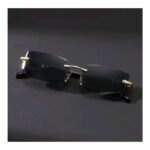 ⁦نظارة شمسية للرجال والنساء - ذات إطار أسود معدني مستطيل بتصميم عصري وأنيق⁩ - الصورة ⁦4⁩